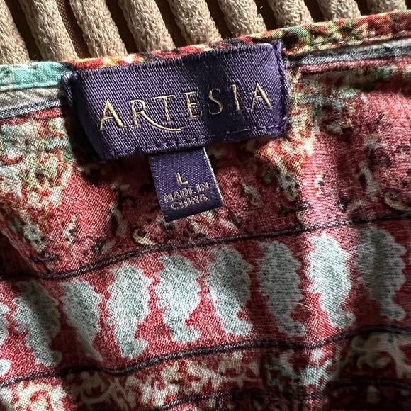 Artesia Bohemian Southwest Print Short Sleeve Midi Dress Size L - Picture 8 of 9